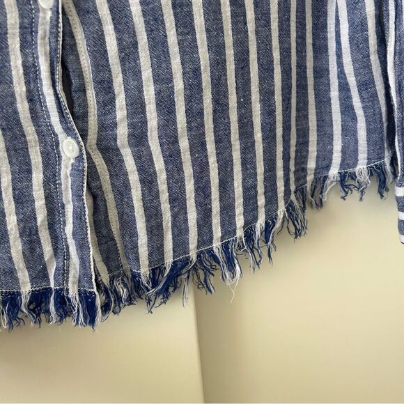 BeachLunchLounge Striped Linen Cotton Chambray Button Down Shirt Women's Small - Picture 4 of 9